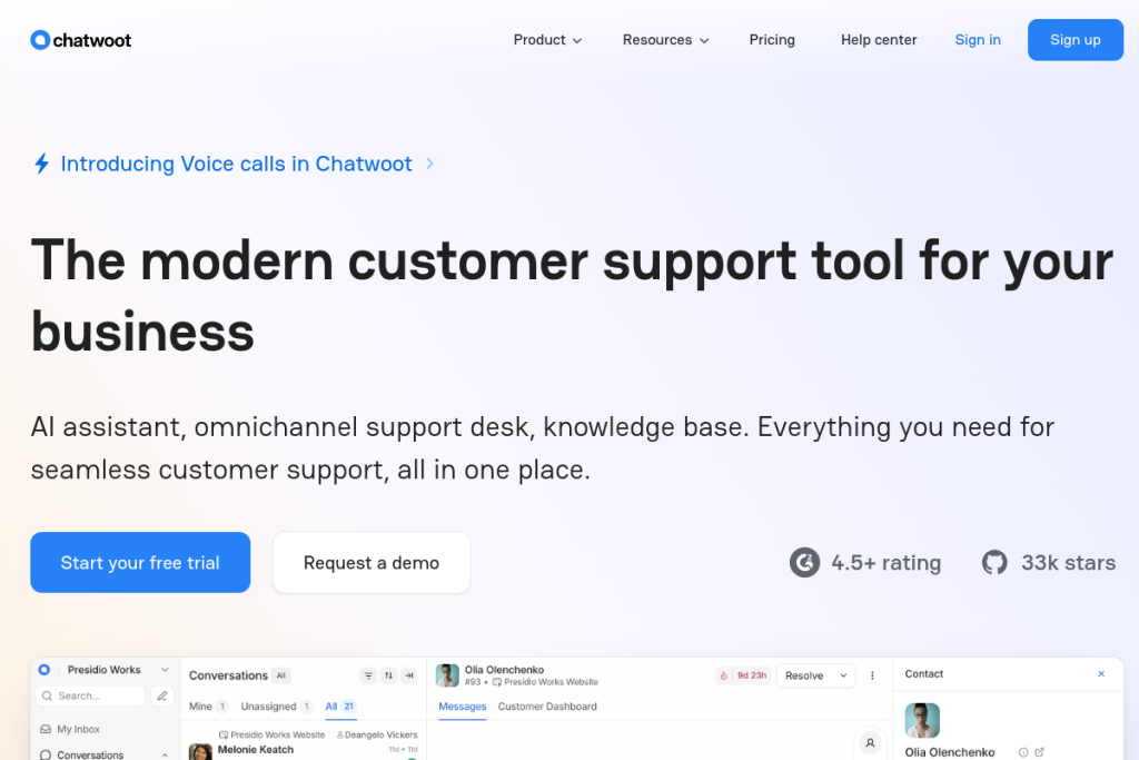 Chatwoot screenshot