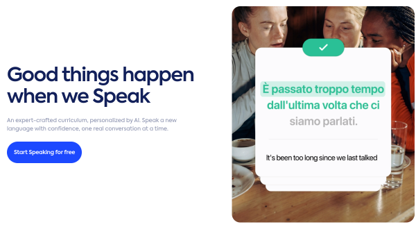 Speak logo and screenshot
