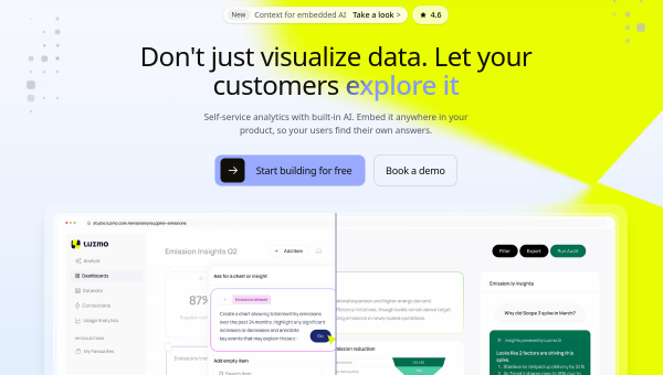 Luzmo logo and screenshot