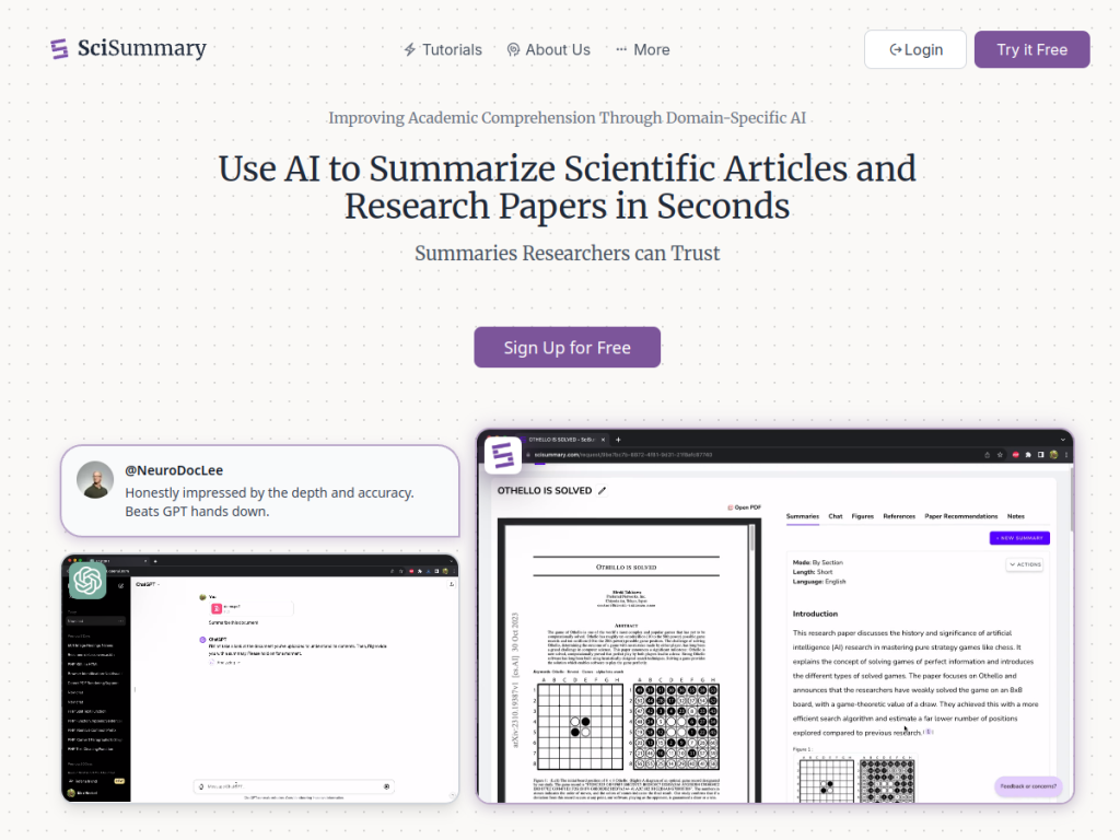 SciSummary screenshot