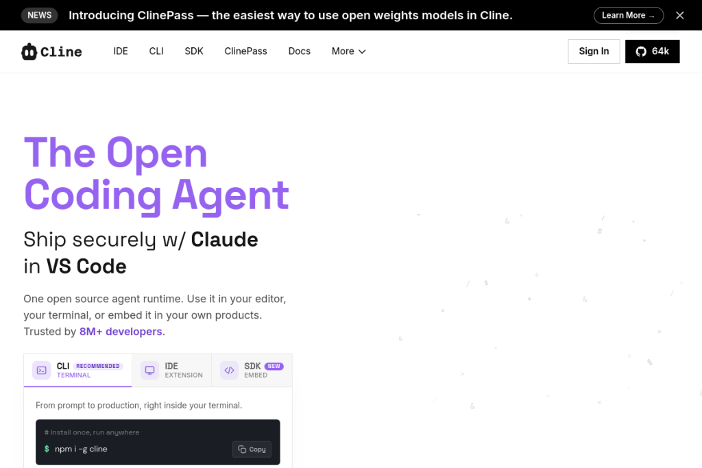 Cline screenshot