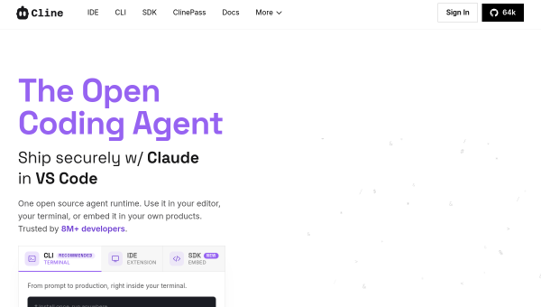Cline logo and screenshot