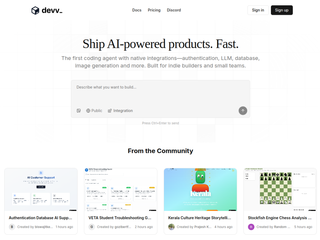 Devv screenshot