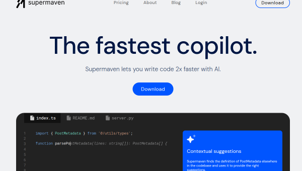 Supermaven logo and screenshot