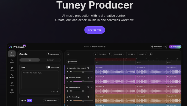 Tuney logo and screenshot