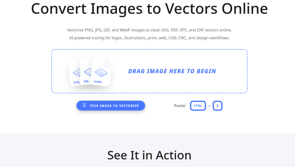Vectorizer AI logo and screenshot