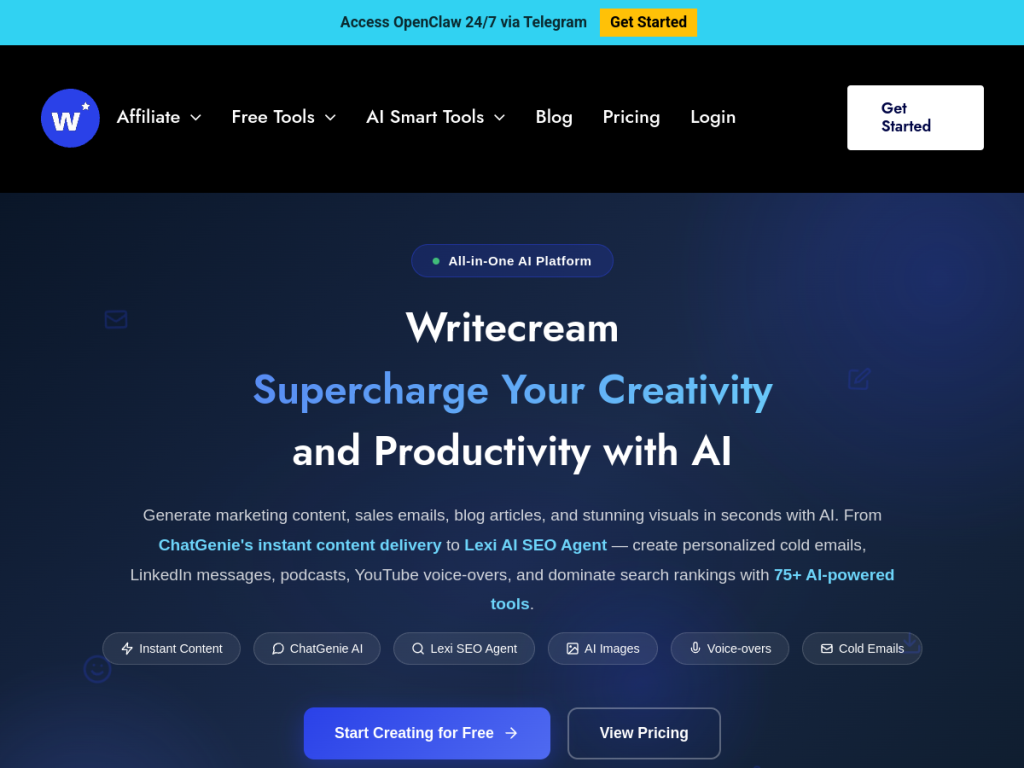 Writecream screenshot