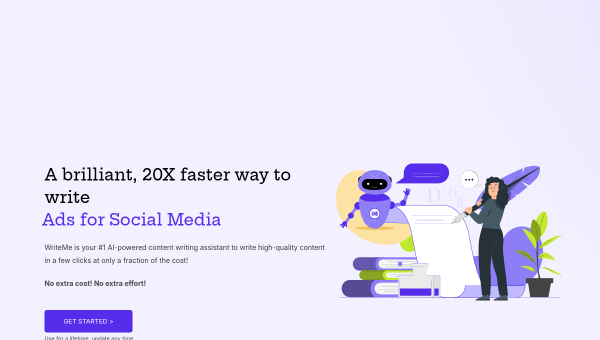 WriteMe logo and screenshot