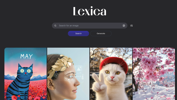 Lexica logo and screenshot