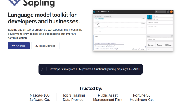 Sapling logo and screenshot