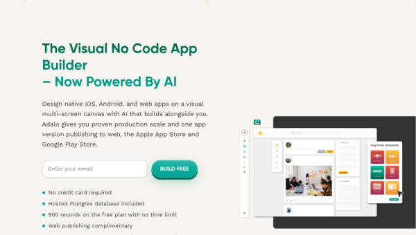 Adalo logo and screenshot