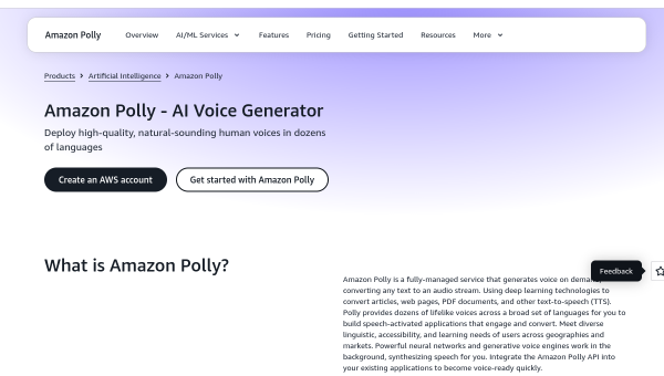 Amazon Polly logo and screenshot