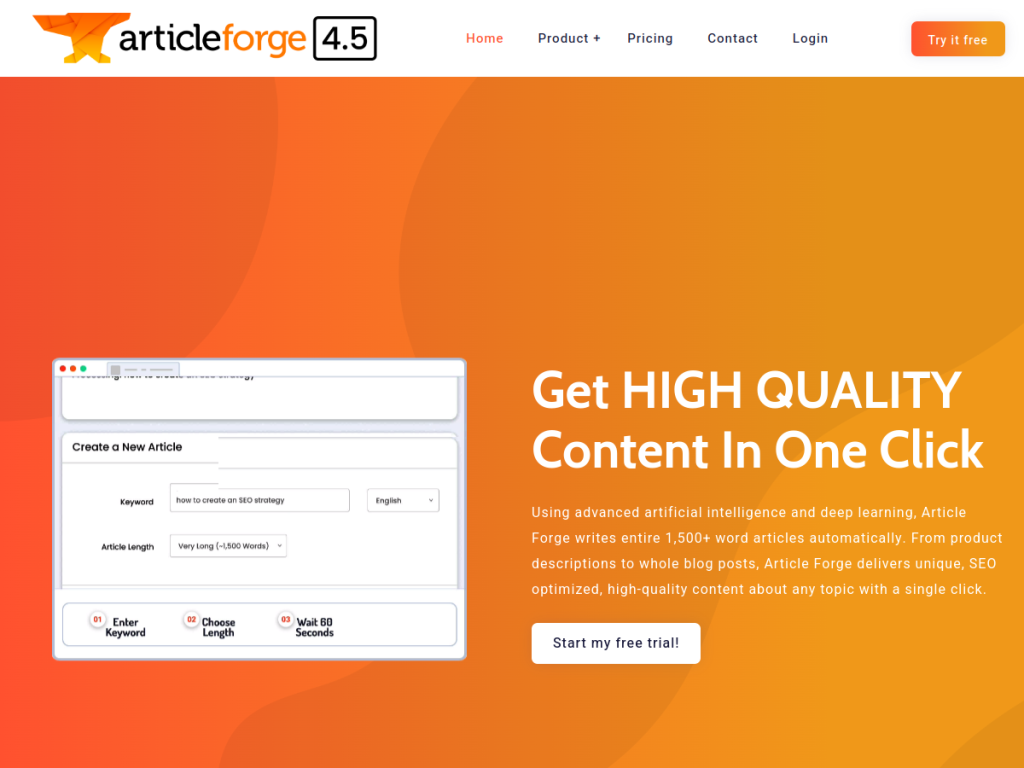 Article Forge screenshot
