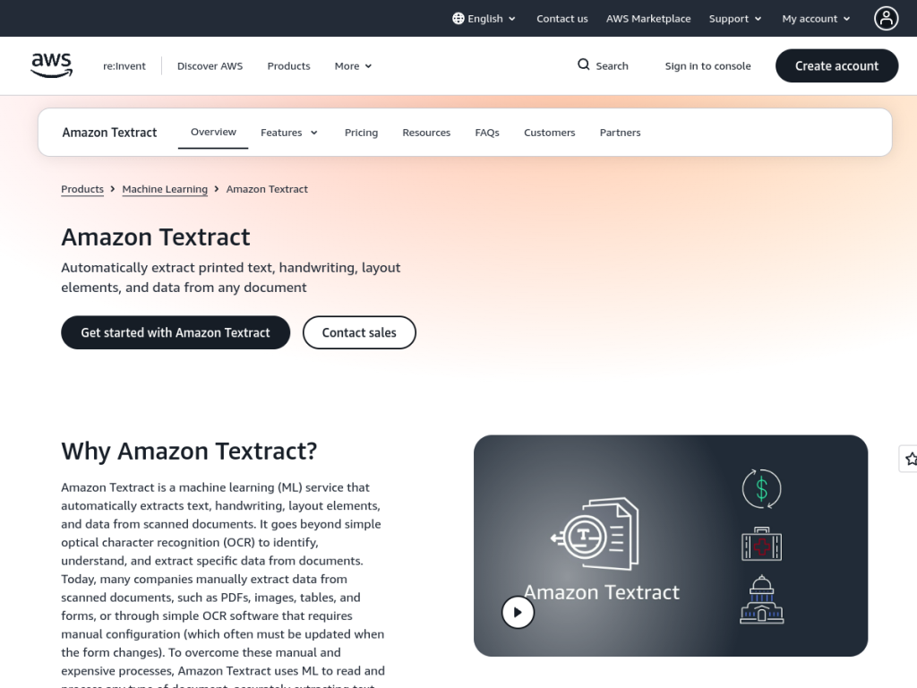 AWS Textract screenshot