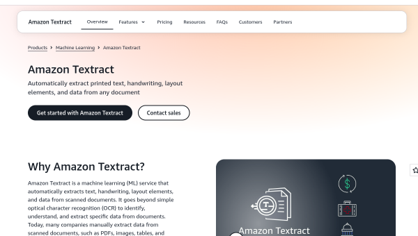 AWS Textract logo and screenshot