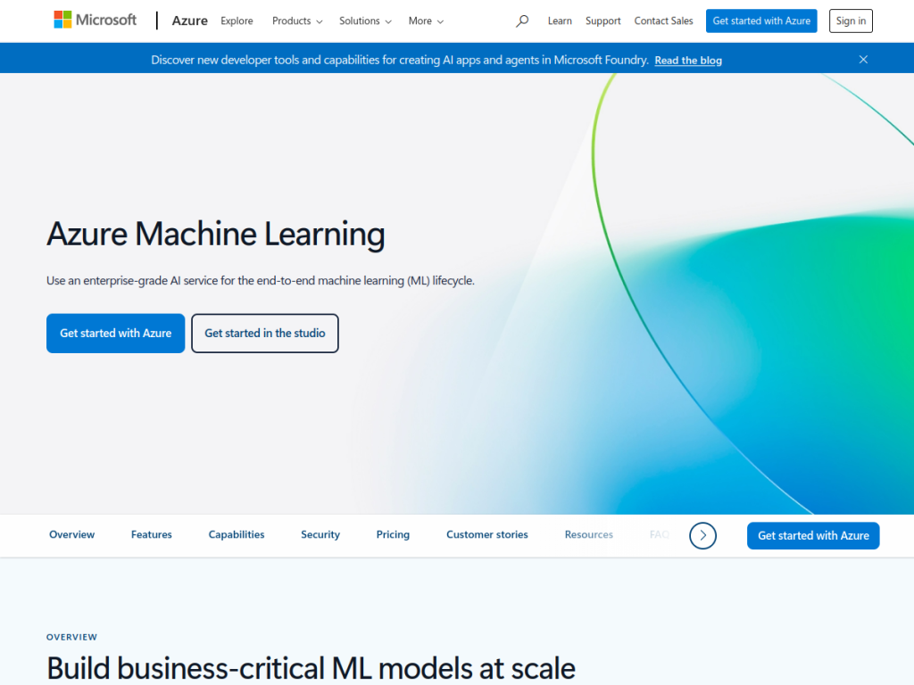 Azure ML screenshot
