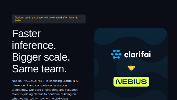 Clarifai logo and screenshot