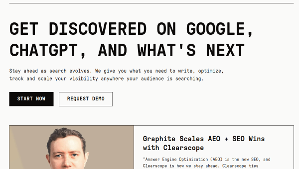Clearscope logo and screenshot