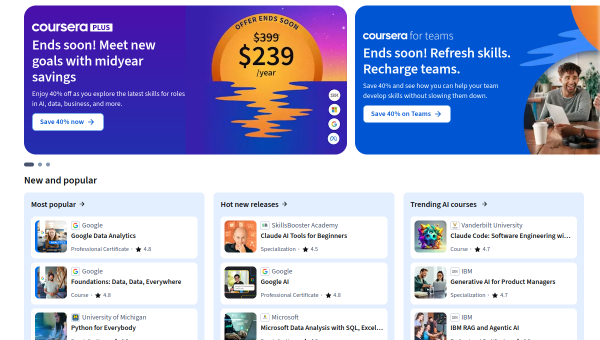 Coursera AI logo and screenshot