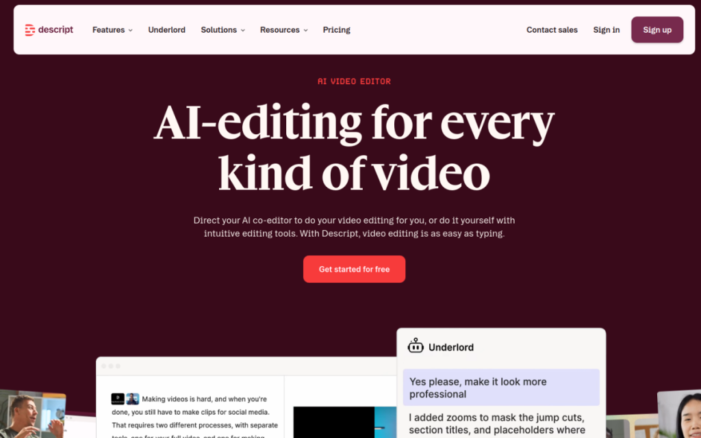 Descript screenshot