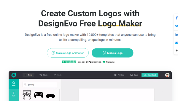 DesignEvo logo and screenshot