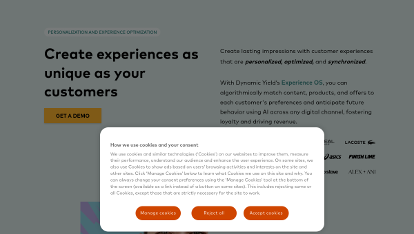 Dynamic Yield logo and screenshot