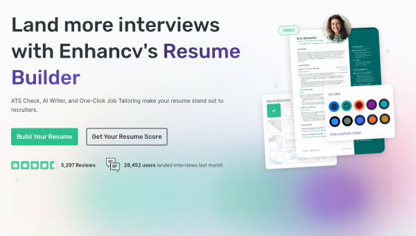 Enhancv logo and screenshot