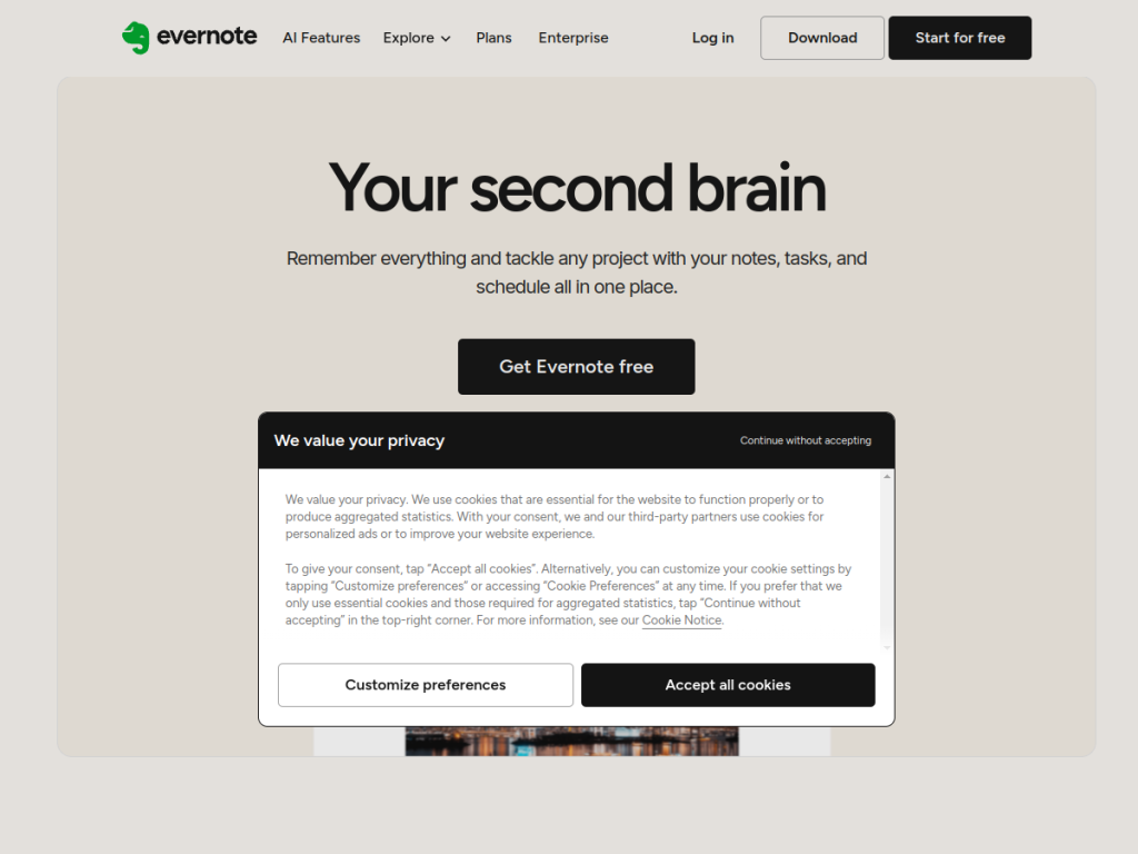 Evernote screenshot