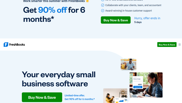 FreshBooks logo and screenshot