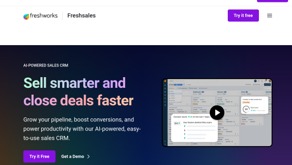 Freshsales logo and screenshot