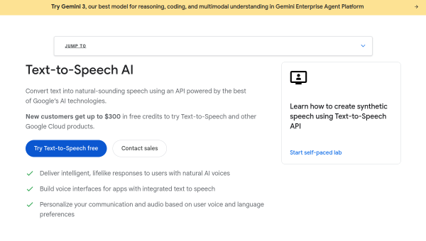 Google Cloud Text-to-Speech logo and screenshot