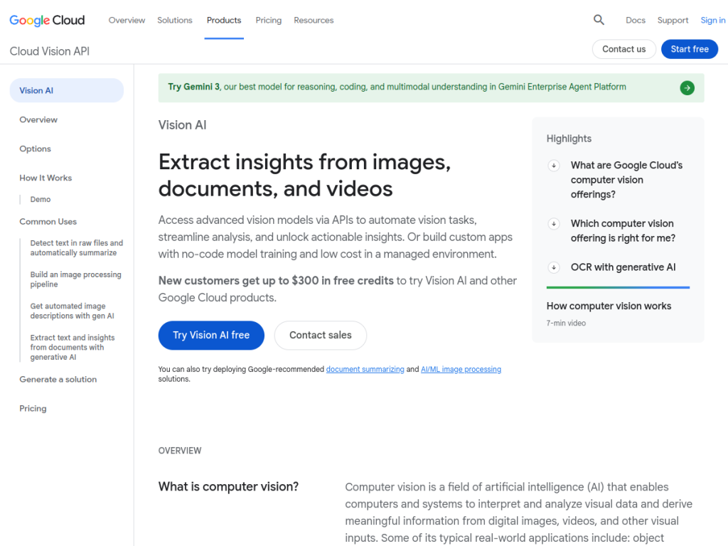 Google Cloud Vision screenshot