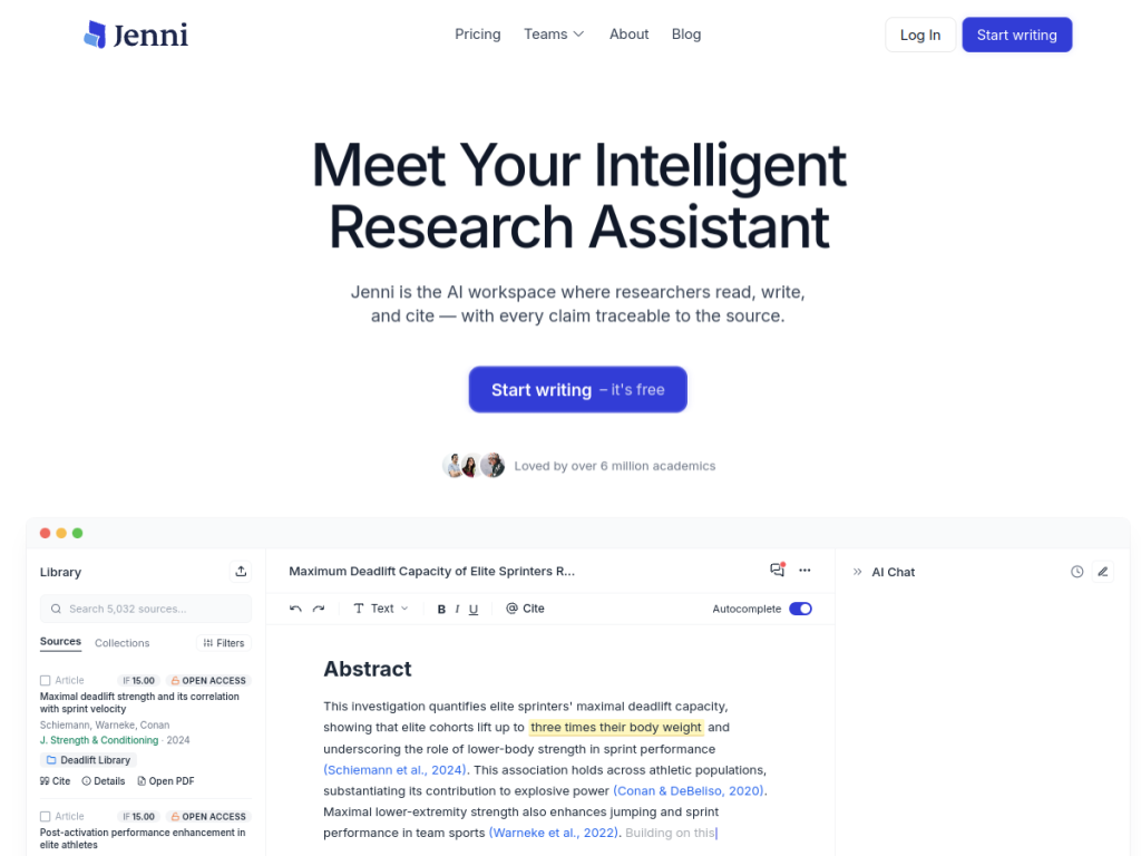 Jenni AI screenshot