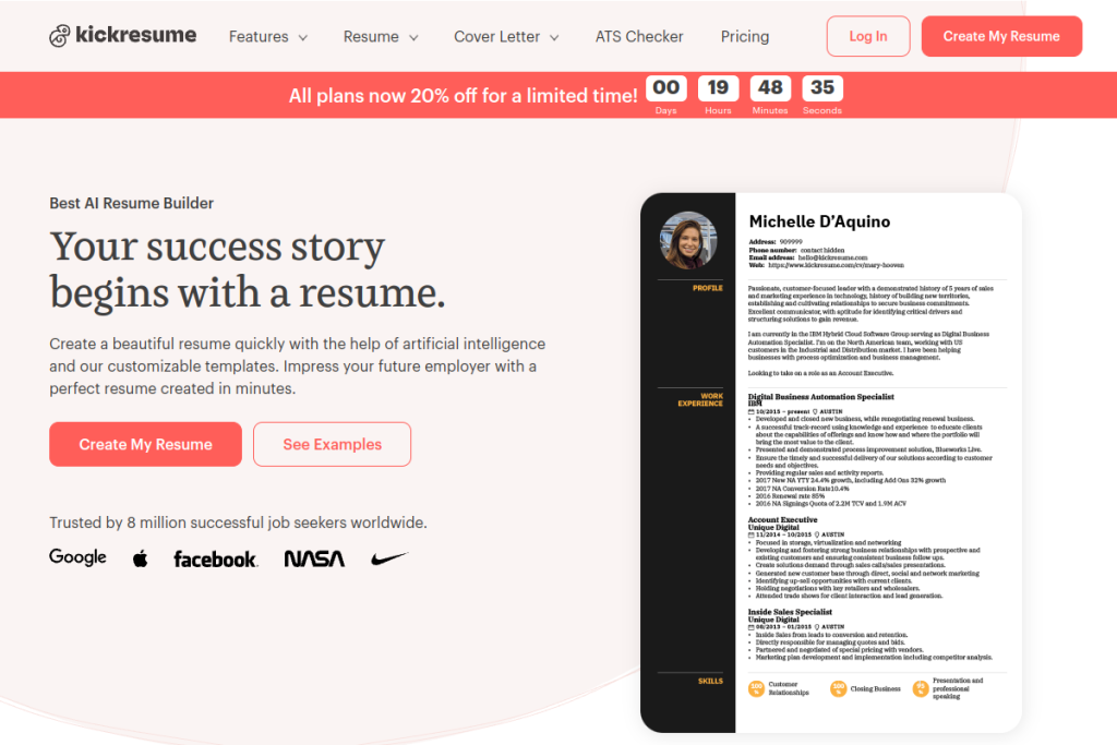 Kickresume screenshot