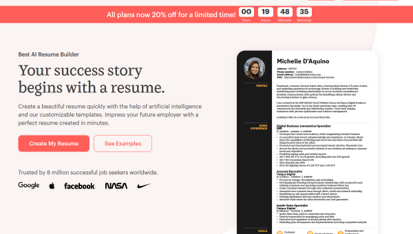 Kickresume logo and screenshot