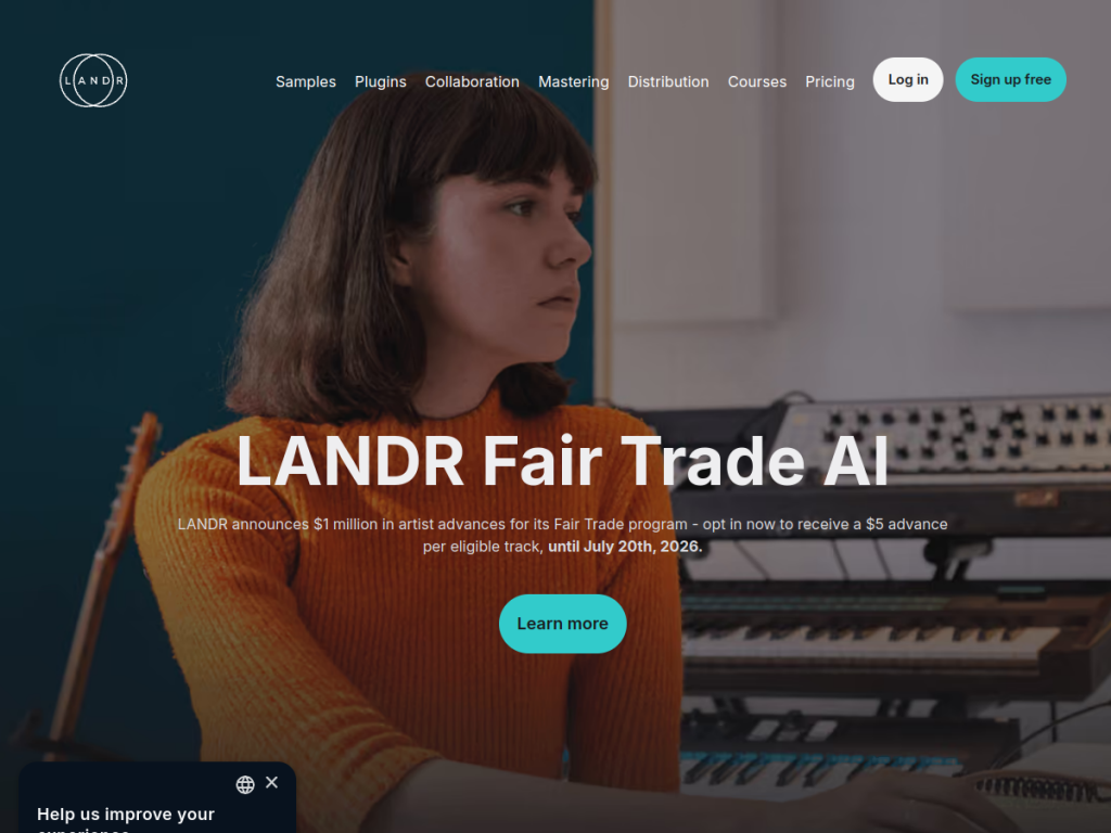 LANDR screenshot