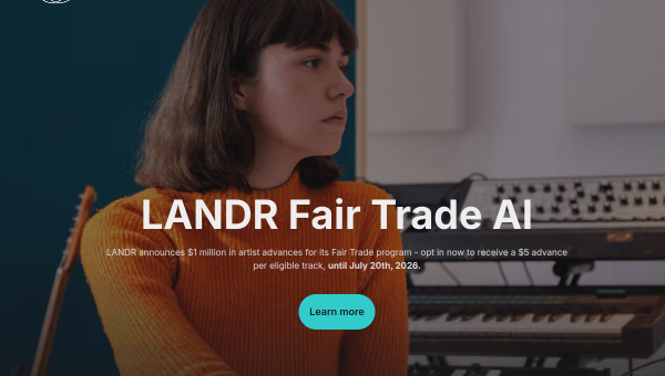 LANDR logo and screenshot