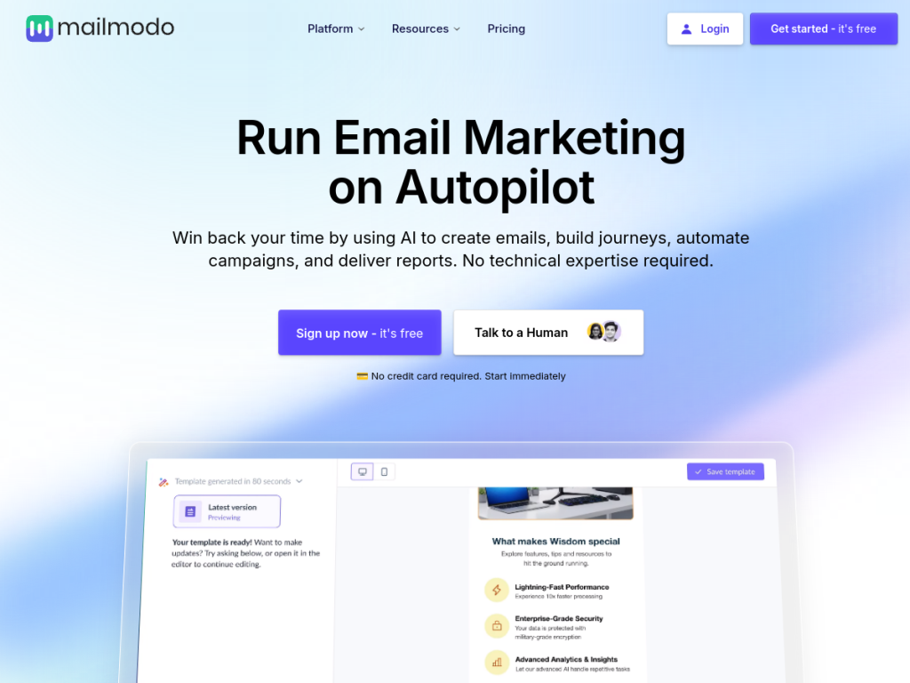 Mailmodo screenshot