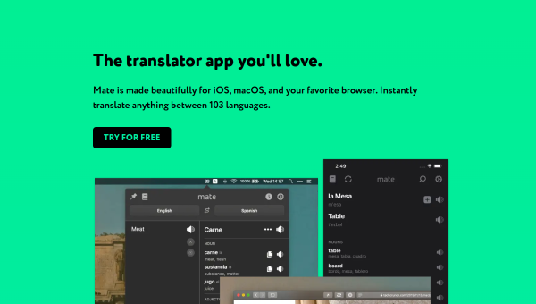 Mate Translate logo and screenshot