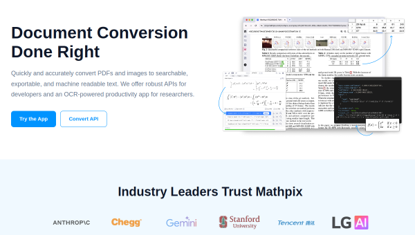 Mathpix logo and screenshot