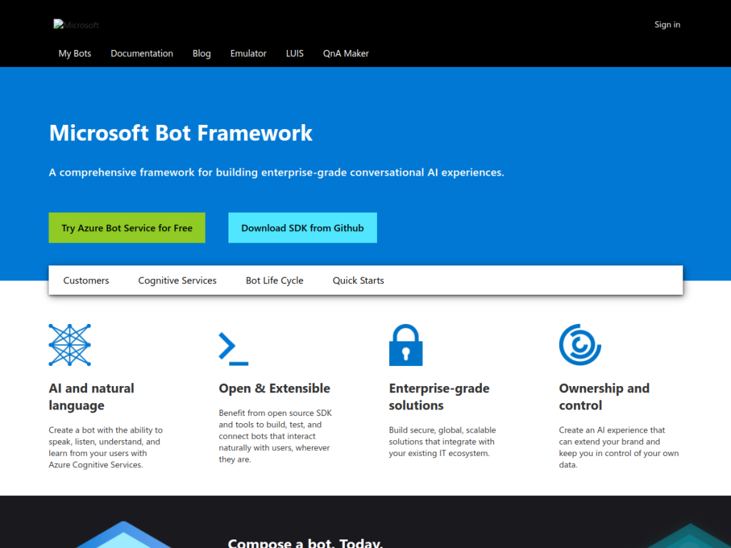 Microsoft Bot Framework screenshot