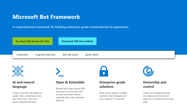 Microsoft Bot Framework logo and screenshot