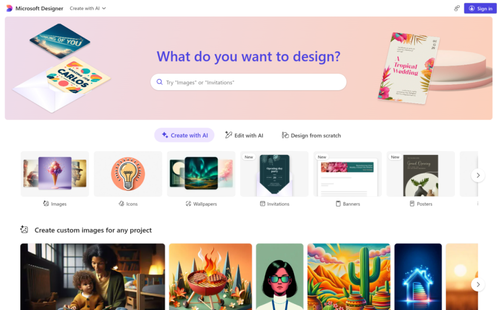 Microsoft Designer screenshot