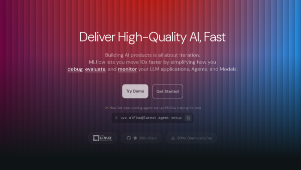 MLflow logo and screenshot