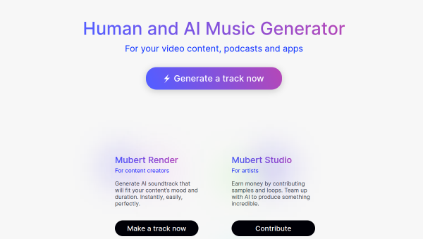 Mubert logo and screenshot