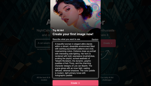 NightCafe logo and screenshot