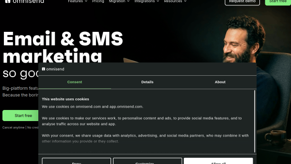 Omnisend logo and screenshot