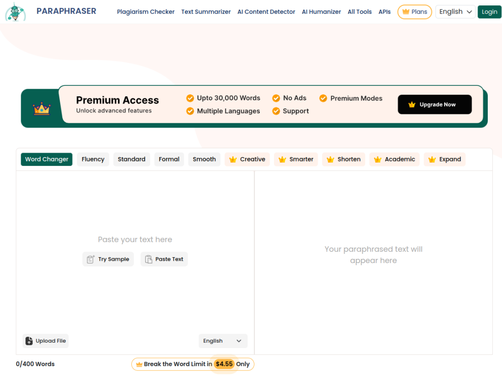Paraphraser.io screenshot