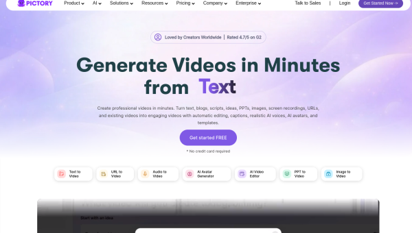 Pictory logo and screenshot