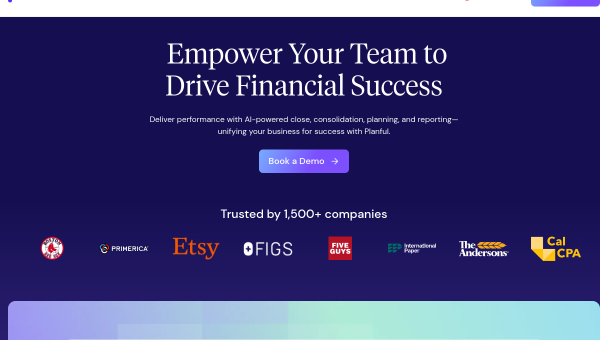 Planful logo and screenshot